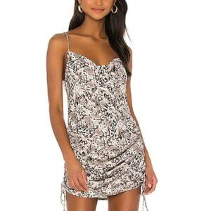 Free People Day to Night Slip Dress Ruched Snake Print Slinky Mini Size XSmall